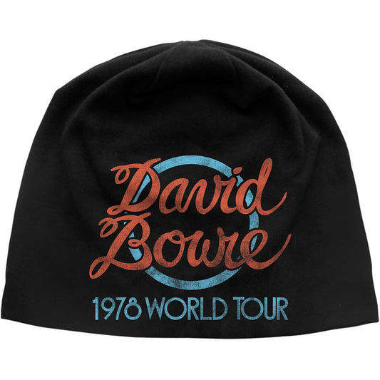 David Bowie Beanie Hat: World Tour Logo JD Print