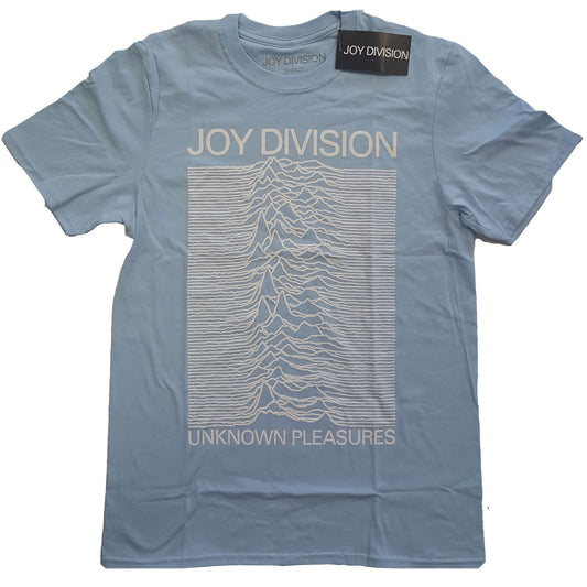 Joy Division T-Shirt: Unknown Pleasures White On Blue