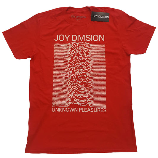 Joy Division T-Shirt: Unknown Pleasures White On Red