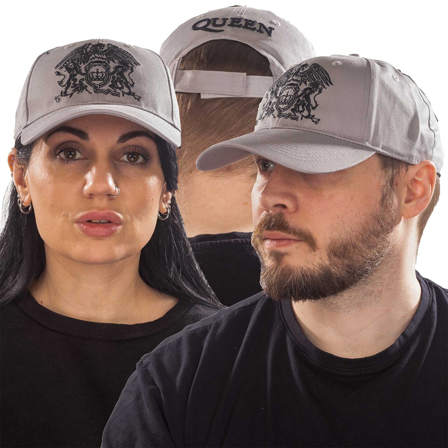 Queen Baseball Cap: Black Classic Crest