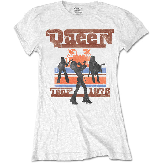 Queen Ladies T-Shirt: 1976 Tour Silhouettes