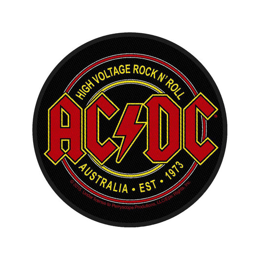 AC/DC Standard Woven Patch: High Voltage Rock N Roll