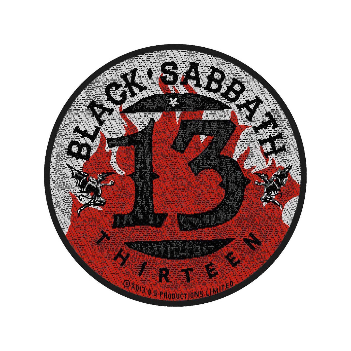 Black Sabbath Standard Woven Patch: 13 Flames Circular
