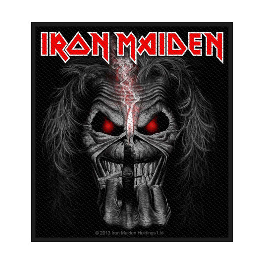 Iron Maiden Standard Woven Patch: Eddie Candle Finger